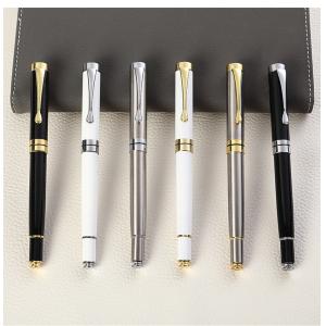 China Custom Logo Printing Black White Slim Metal Ball Point Pen for Customized Color Gift on sale
