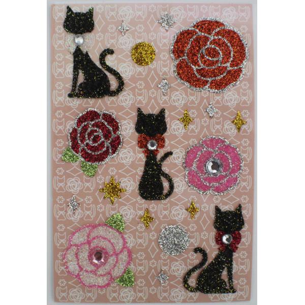 Quality Pinky Rose Cats Glitter Foam Stickers With Shinning Dimond Japanese Style wholesale