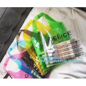 printed handle pvc bag pvc plastic bag, Stand up gift wine bottle packing