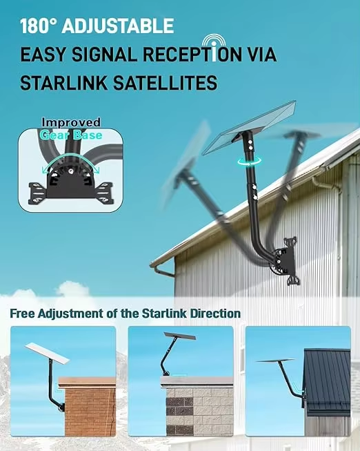 Starlink Gen 3 V3 Pole Mount Kit with Metal Pipe Adapter for Roof and RV Installation