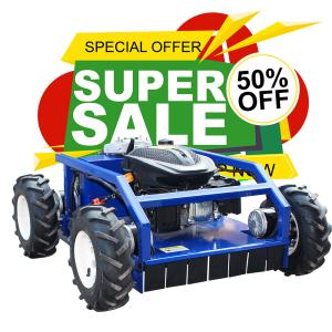 Cheap Free Shipping CE EPA Petrol Gasoline Engine All Terrain Grass Cutting Machine Rubber Remote Control Robot Flail Lawn Mower for sale