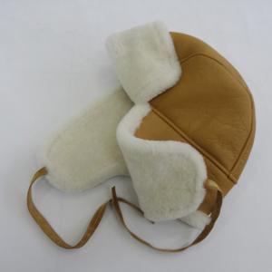 Real fur lined trapper hats genuine leather trapper sheepskin shearling hat