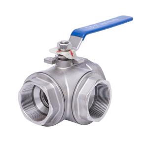 Stainless Steel Threaded End 3 Three Way Ball Valve L-Type for Normal Temperatur