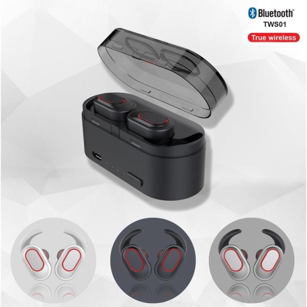 Quality 2019  mini ture wireless earbuds,Bluetooth 5.0 stereo earphones with detachable earfins,earphones with LED light wholesale