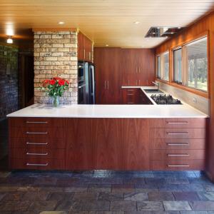 China Brown Wood Veneer Kitchen Cabinet Sets Dark Complete  Modular Kitchen on sale