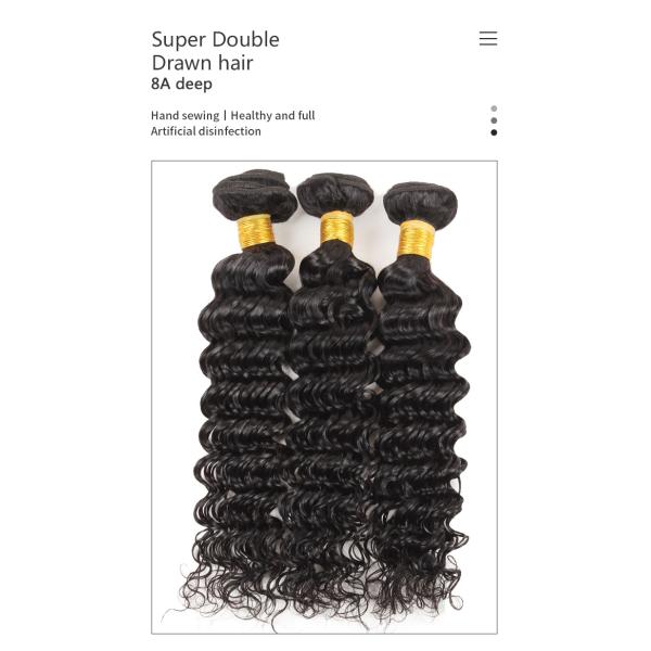 Single Drawn 8a Natural Peruvian Deep Wave Hair Bundles 8inch