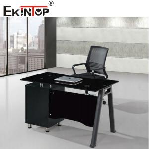 Custom Durable Computer Glass Desk With Drawers For Office Building