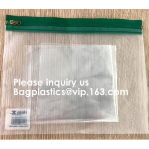 Metal Slider Office File Folder Mesh Clear PVC Zip Lock Document Bag,Folder File