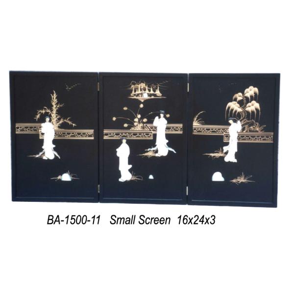 Rectangle Soild Wood Decorative Folding Screens Room Divider Black Background Gilding