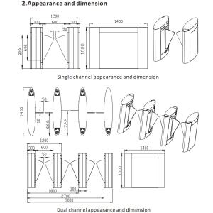 Automatic Entrance Flap Barrier Turnstile Access Control Flap Barrier Gate