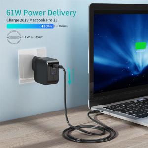 Black USB C PD Chargers 61W Type C Wall Charger Adapter