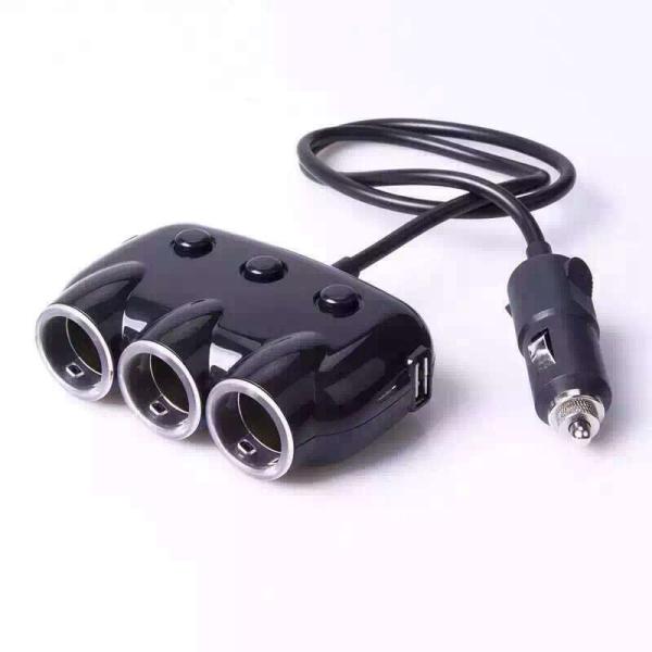 5V 3A car charger with 3 in 1 cigarette lighter with usb connecter
