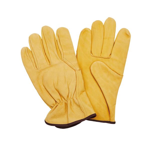 LC10990 Rough Rider Cowhide Leather Classic Driver Gloves with Elastic Back Gold
