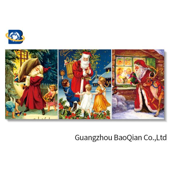 Quality Unique Designer Christmas Father 3d Picture , 30x40cm 3d Stock Wallpaper With Black Frame wholesale