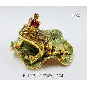 Cheap Leaves the frog shape trinket box with rhinestone for lovely jewelry box for sale
