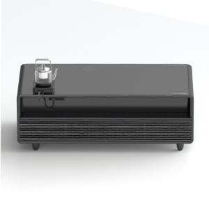 Black Modern Multifunction LED Coffee Table with 135L Refrigerator and Phone