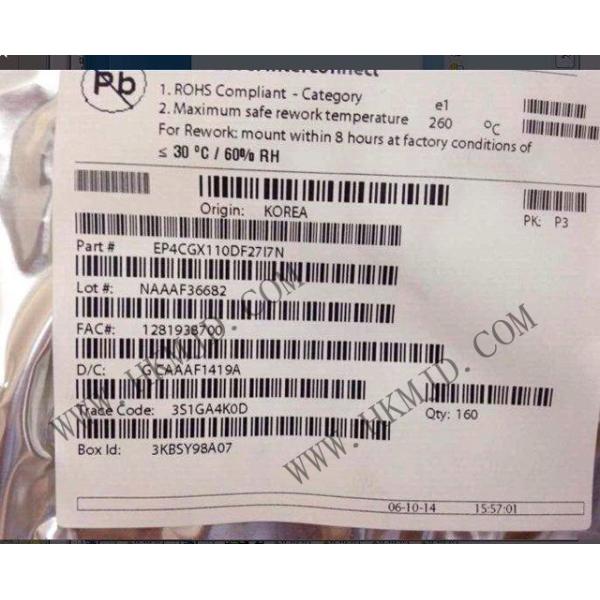 Field Programmable Gate Array EP4CGX110DF27I7N 393 I/O 200 MHz Cyclone IV GX