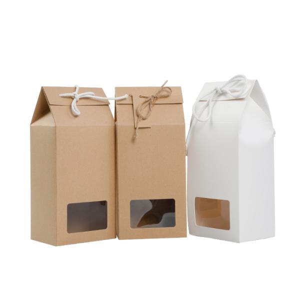 Quality Eco Friendly Tea Food Packaging Box With Window Rope Handle wholesale