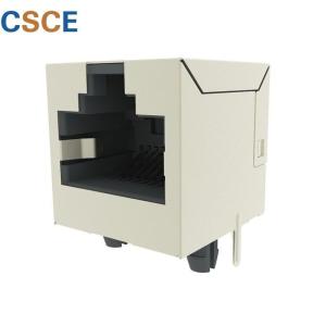 Flat Pin Shielded RJ45 Modular Jack 1 X 1port 10P8C Contact Resistance 50mΩ Max