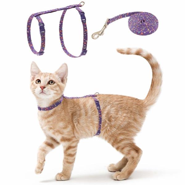 Cat Harness Collar with Leash Set - Fashion Design with durable fastener and