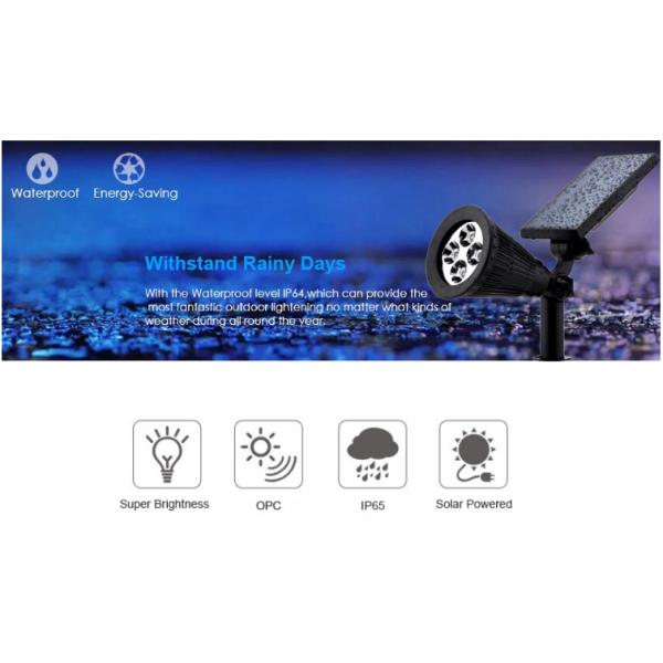 Solar Lights 2-in-1 Solar Powered 4 LED Adjustable Spotlight Wall Light Landscape Light Bright & Dark Sensing