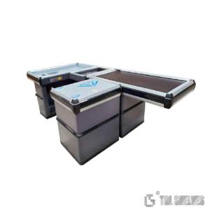 Morden Register Checkout Counter , ODM Supermarket Cashier Desk With Conveyor