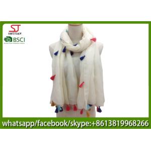 Chinese factory colorful yarn circle spring summer thin tassel scarf 20%Cotton