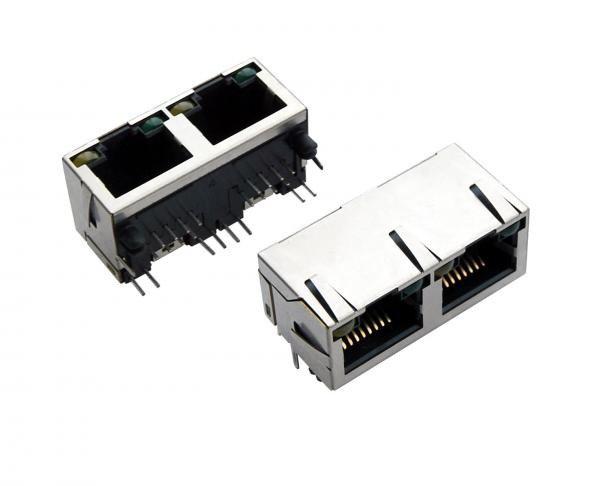 8P8C 2 Port RJ45 Modular Jack , Female To Female RJ45 Shielded Connector Surface