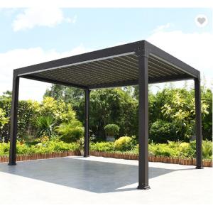 China Adjustable Waterproof Retractable Roof Gazebo Aluminum Pergola With Adjustable Louvers on sale