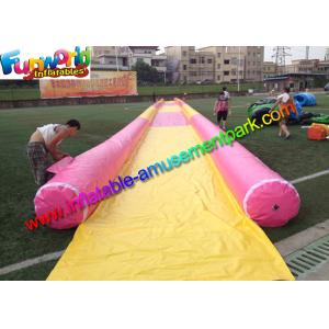 50M Single Lane Pink Inflatable Water Splash Slip Slide With Pool