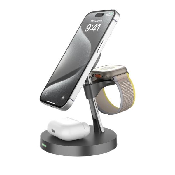 Quality Black White Zinc Alloy Multifunctional Apple Fast Magnetic 4 In1 Wireless Charging Station Compatible With Samsung Apple wholesale