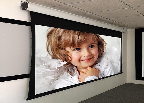 Quality Custom Large Electric Motorized Projector Screen With Aluminum Casing , Remote Control wholesale