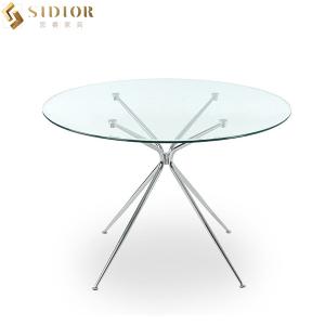 SGS Customized Modern Round Glass Top Dining Table Set for coffee shop