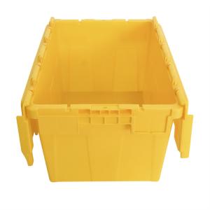 600x400x360mm PP Attached Lid Plastic Moving Crate for and Organized Storage