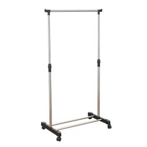 Foldable single-bar steel-made clothing standing frame with fabric drying rack