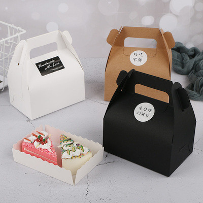 Quality Embossing Glossy Lamination Dessert Takeaway Boxes Handle Birthday Cheese Cake Box wholesale