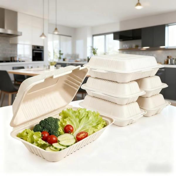 8 Inch Take Out Food Microvable Biodegradable 100% Compostable to Go Corn Starch