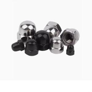 M8 M10 Carbon Steel Hex Domed Cap Metal Nut Black White Zinc Plated Zn DIN1587