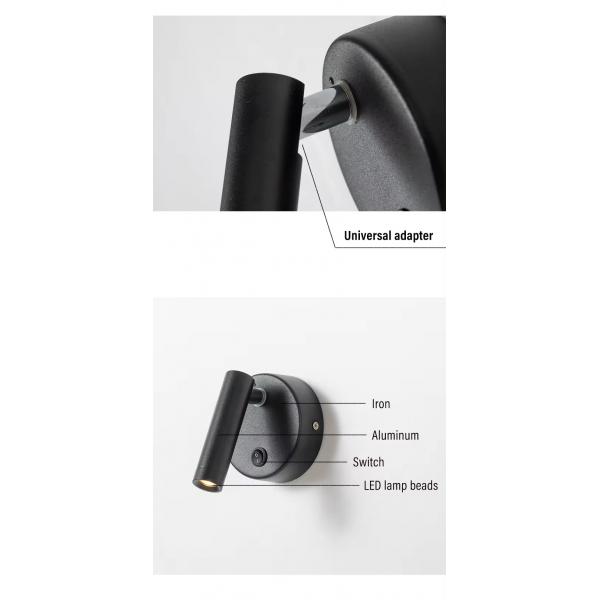 30000 Hours Working Time Aluminum Rotatable Bedside LED Reading Wall Light for Hotel