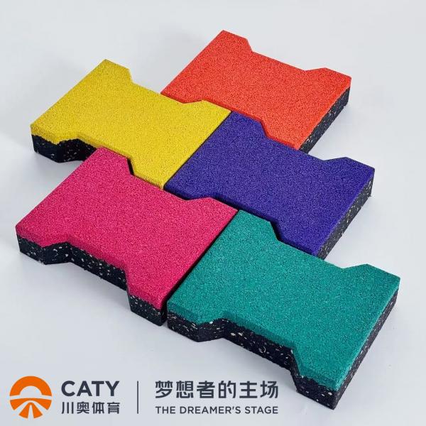 Quality Anti-slip 20mm Thick Dog-bone Rubber Tile for Fitness Path and Racecourse, Comfort Elasticity and Easy Installation wholesale