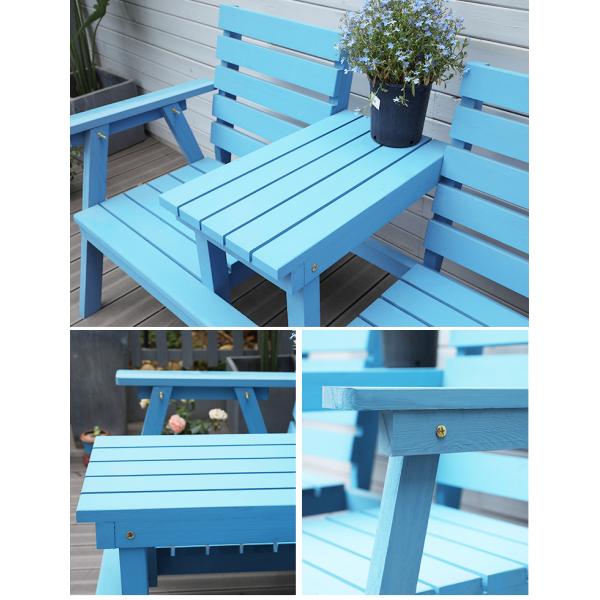 Outdoor Courtyard Solid Wooden Double Chair Bench with Table Enjoy Your Patio in Style
