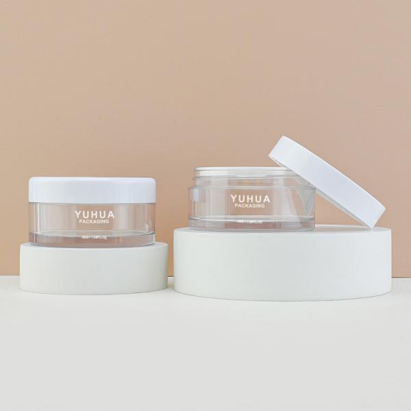 45g Oblate Shape Thick Wall PET Jar With White Plastic Cap Cream Lotion