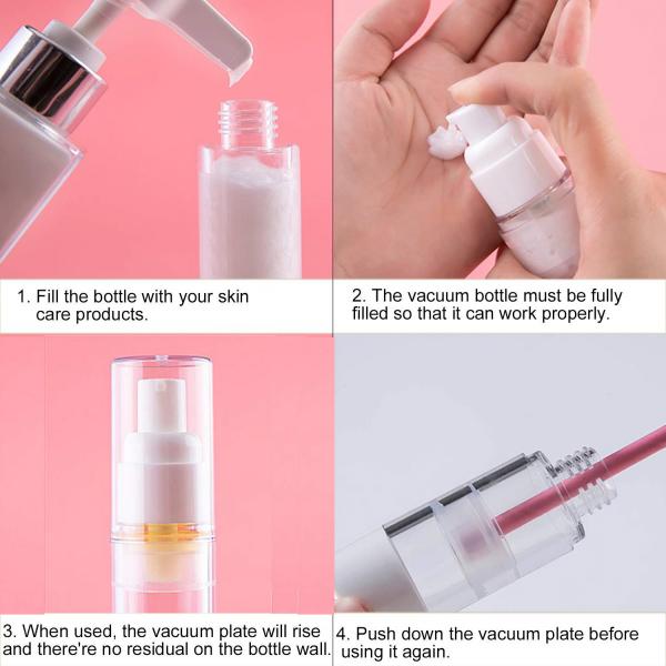 Non Spill Round Airless Cosmetic Bottles Comfortable Hand Feeling
