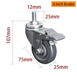China 3 Inch Swivel Caster Wheels , 75mm Castors With Brakes 363S-76 on sale