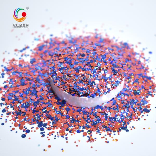 GW002 Bulk Polyester Glitter Chunky Mixed Shapes Starry Glitter Powder for Nail Art Body Decoration Print Method Colors