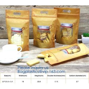 stand up zipper pouch doy bag,Food packaging zipper Kraft paper bag PE aluminum laminated foil pouch,snack food packagin