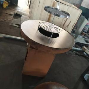 Modern Charcoal Rusty Finish Corten Steel Fire Pit For Outdoor Kitchen BBQ