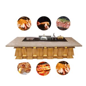 3 in 1 Multifunctional Commercial Teppanyaki Grill Table for Food Plaza and
