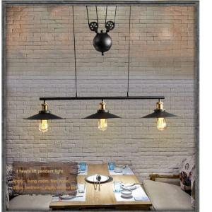 Retro Vintage Pully Pendant Lights Fixture Loft American Black Hanging Lamp(WH