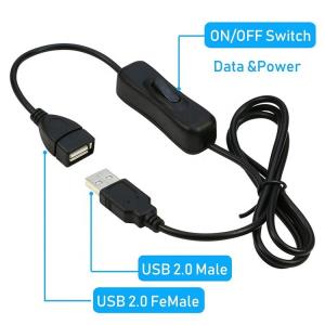 Power ON OFF Data Charging Male to Female USB Switch Cable for Led Lamp Computer